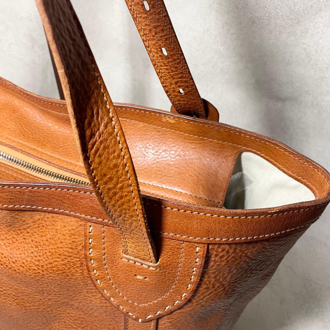 【美品】genten レザー トートバッグ 本革 キャメル 日本製 レディース