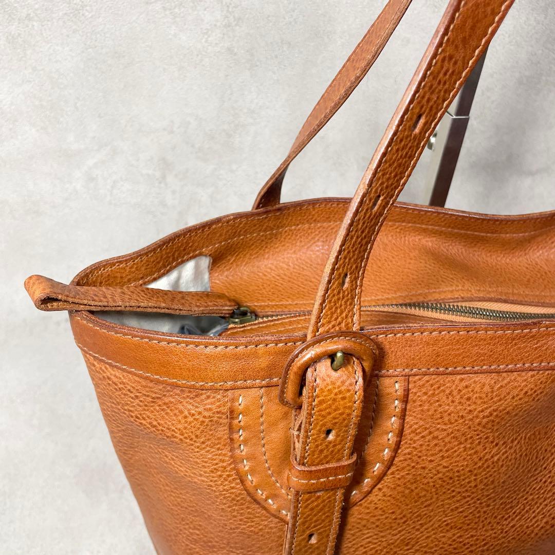 【美品】genten レザー トートバッグ 本革 キャメル 日本製 レディース