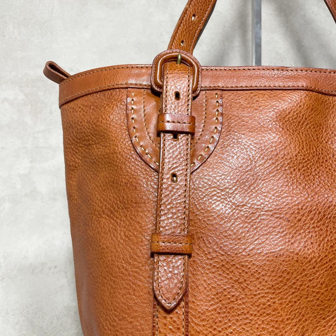【美品】genten レザー トートバッグ 本革 キャメル 日本製 レディース