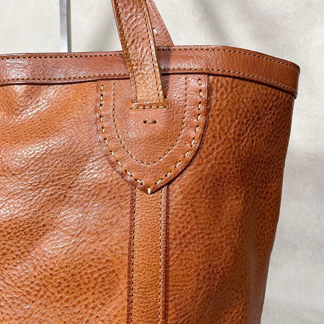 【美品】genten レザー トートバッグ 本革 キャメル 日本製 レディース