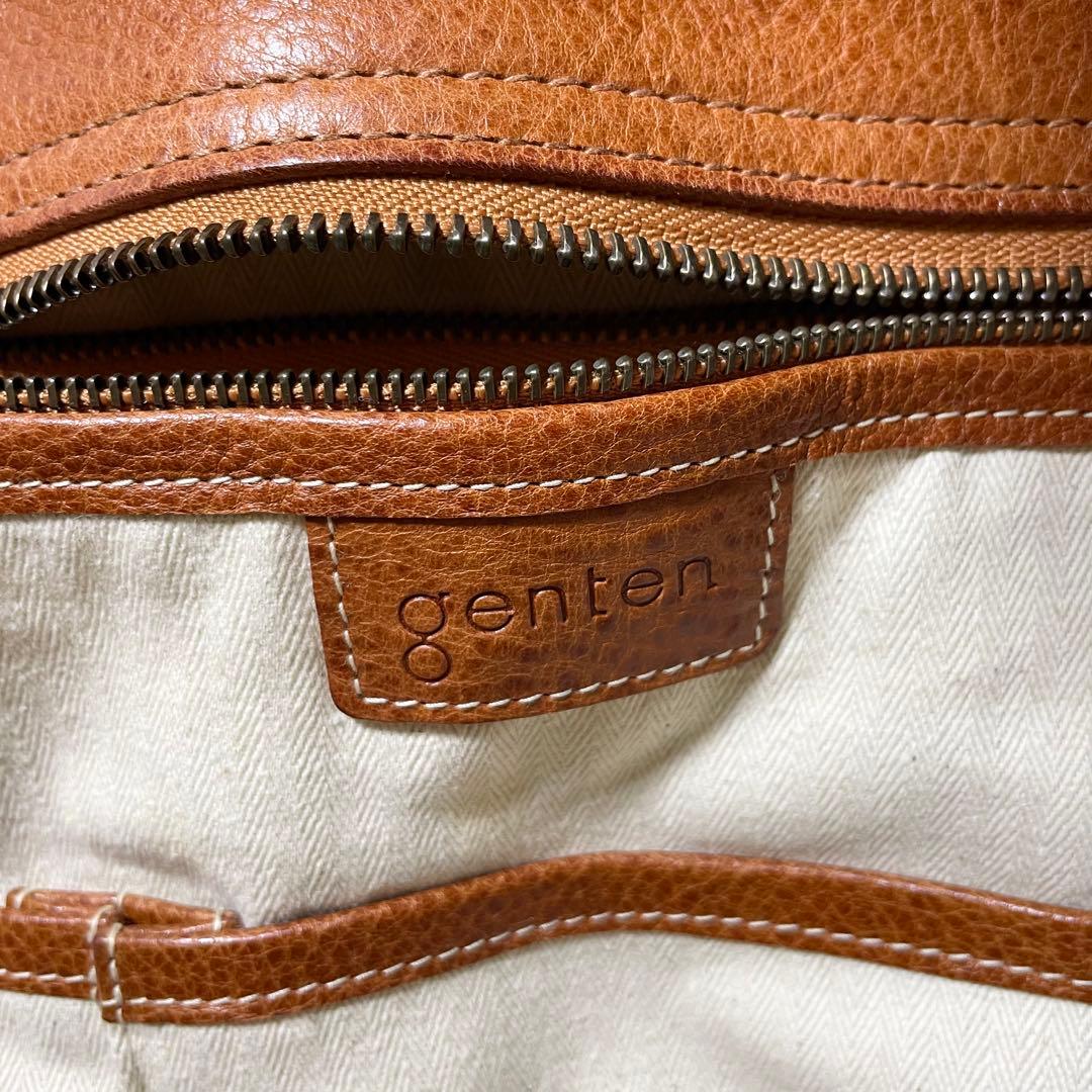 【美品】genten レザー トートバッグ 本革 キャメル 日本製 レディース