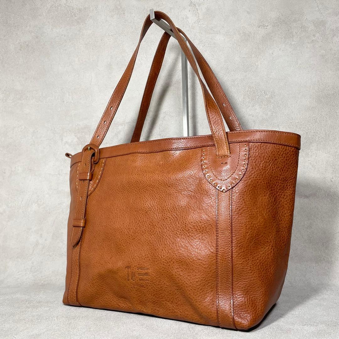 【美品】genten レザー トートバッグ 本革 キャメル 日本製 レディース