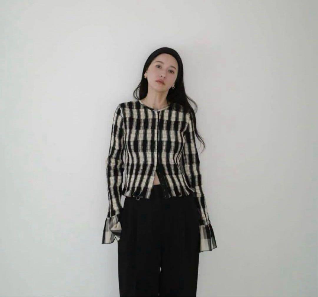CLANE SHIRRING DESIGN BLOUSE ミックス クラネ