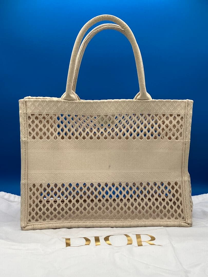 クリスチャン ディオール ブックトート ミディアムメッシュ アイボリー
