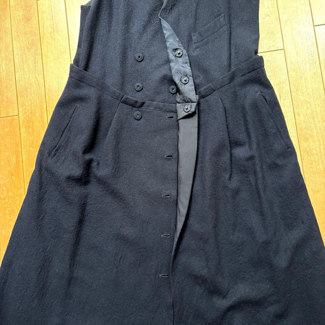 ワイズ／ロングワンピース／ジャンパースカート／ウール／ネイビー／ヨウジヤマモト