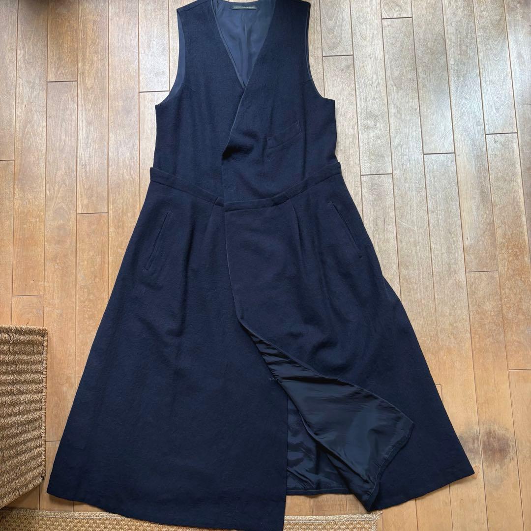 ワイズ／ロングワンピース／ジャンパースカート／ウール／ネイビー／ヨウジヤマモト