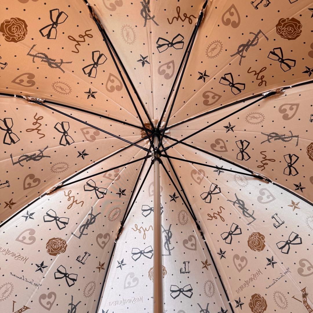 Yves Saint Laurentイヴ・サンローランYSLベージュ花ベージュ傘