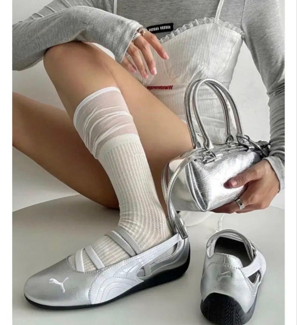 新品 箱付き PUMA プーマ バレエシューズ シルバー 人気商品 数量限定