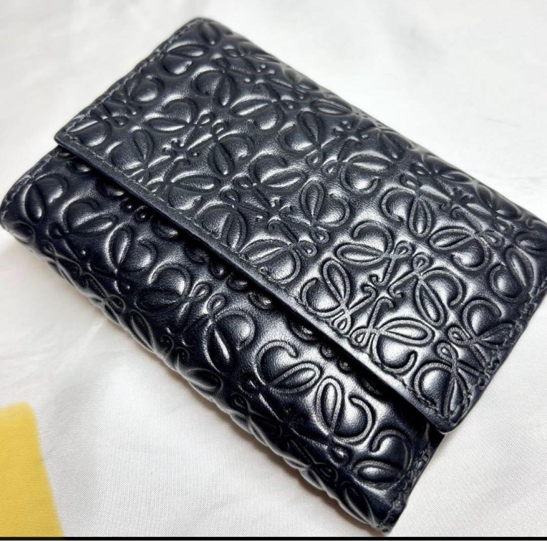 【美品】　ロエベ　スモールバーティカル　リピートアナグラム　三つ折り財布