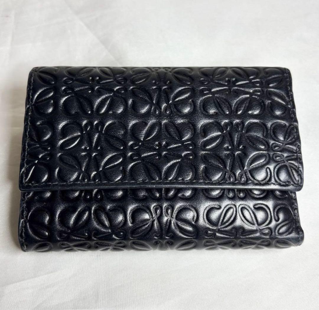 【美品】　ロエベ　スモールバーティカル　リピートアナグラム　三つ折り財布