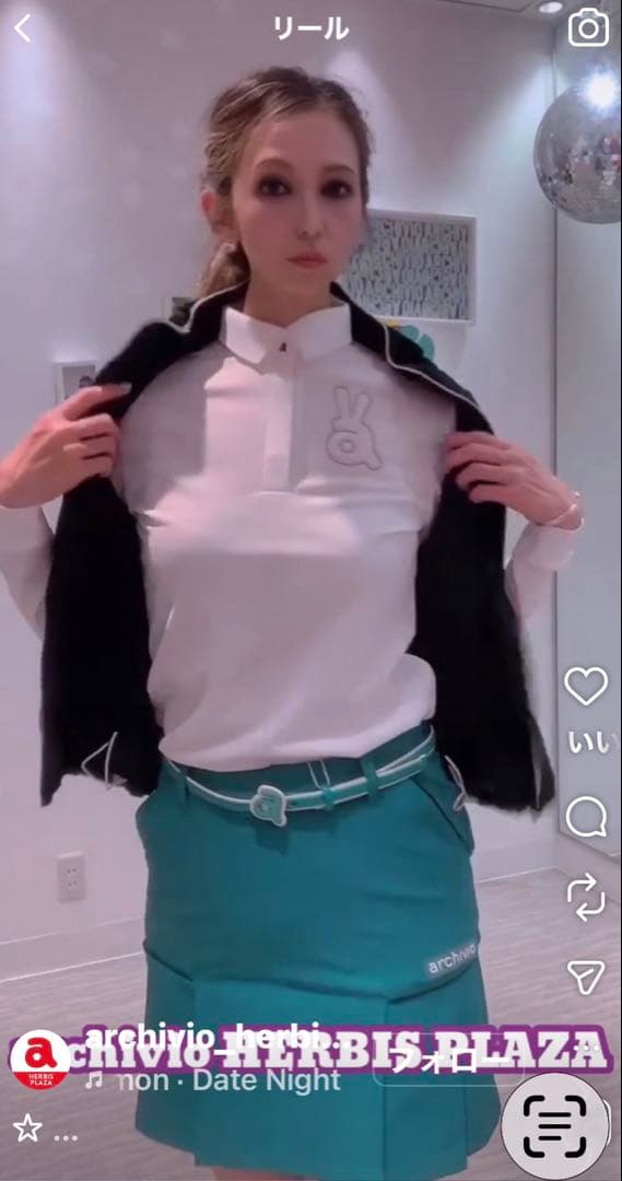 archivio 　アルチビオ　／　ポイントプリーツスカート 　グリーン