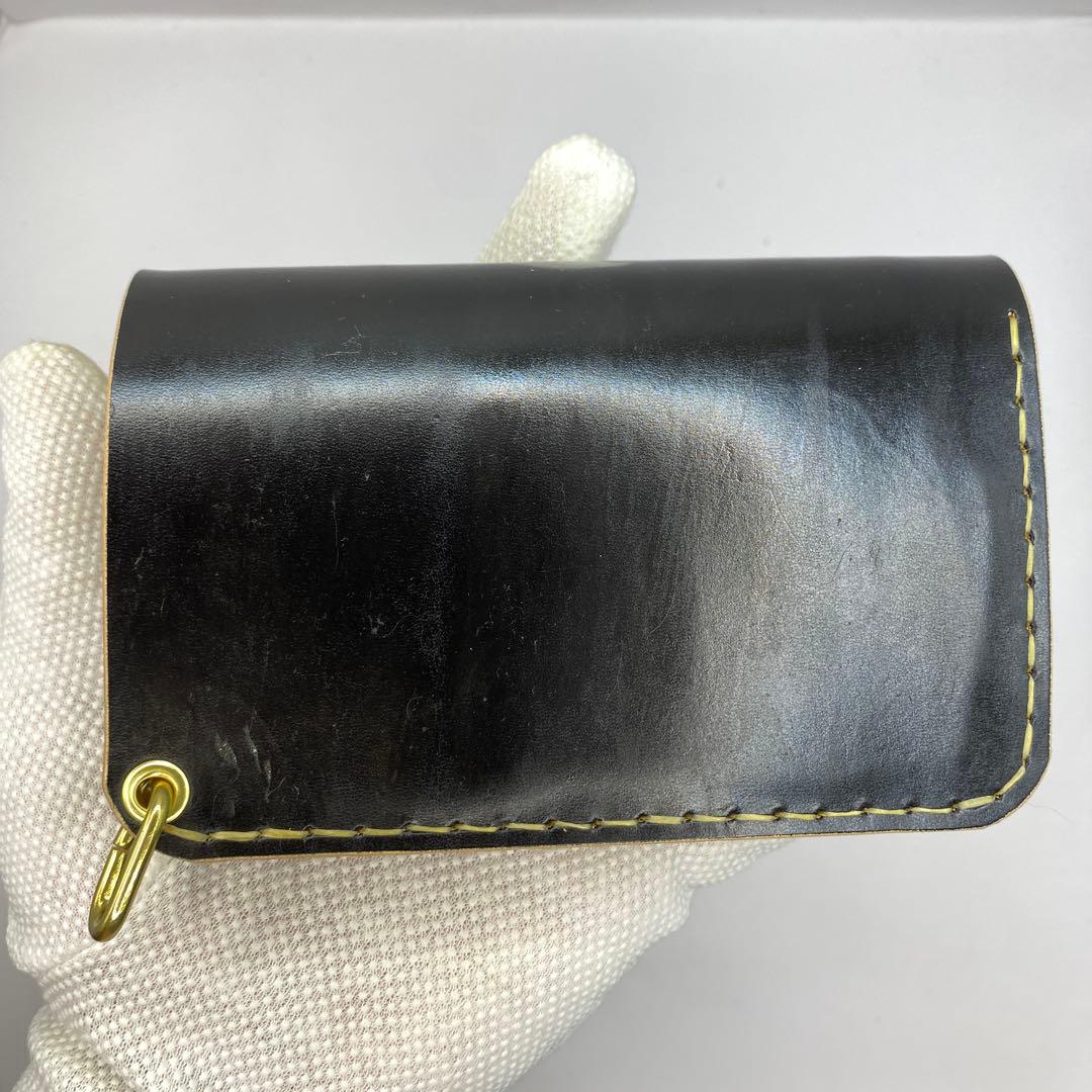 折らずお札収納 真鍮 丘染めブラックの無骨トラッカーウォレット T-MTW729