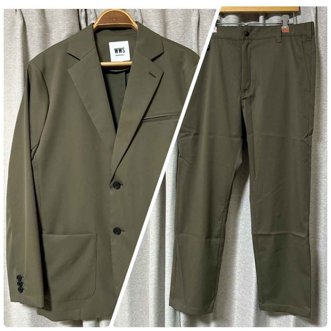 WWS ワークウェアスーツ セットアップ テーラード アンクルパンツ オリーブ