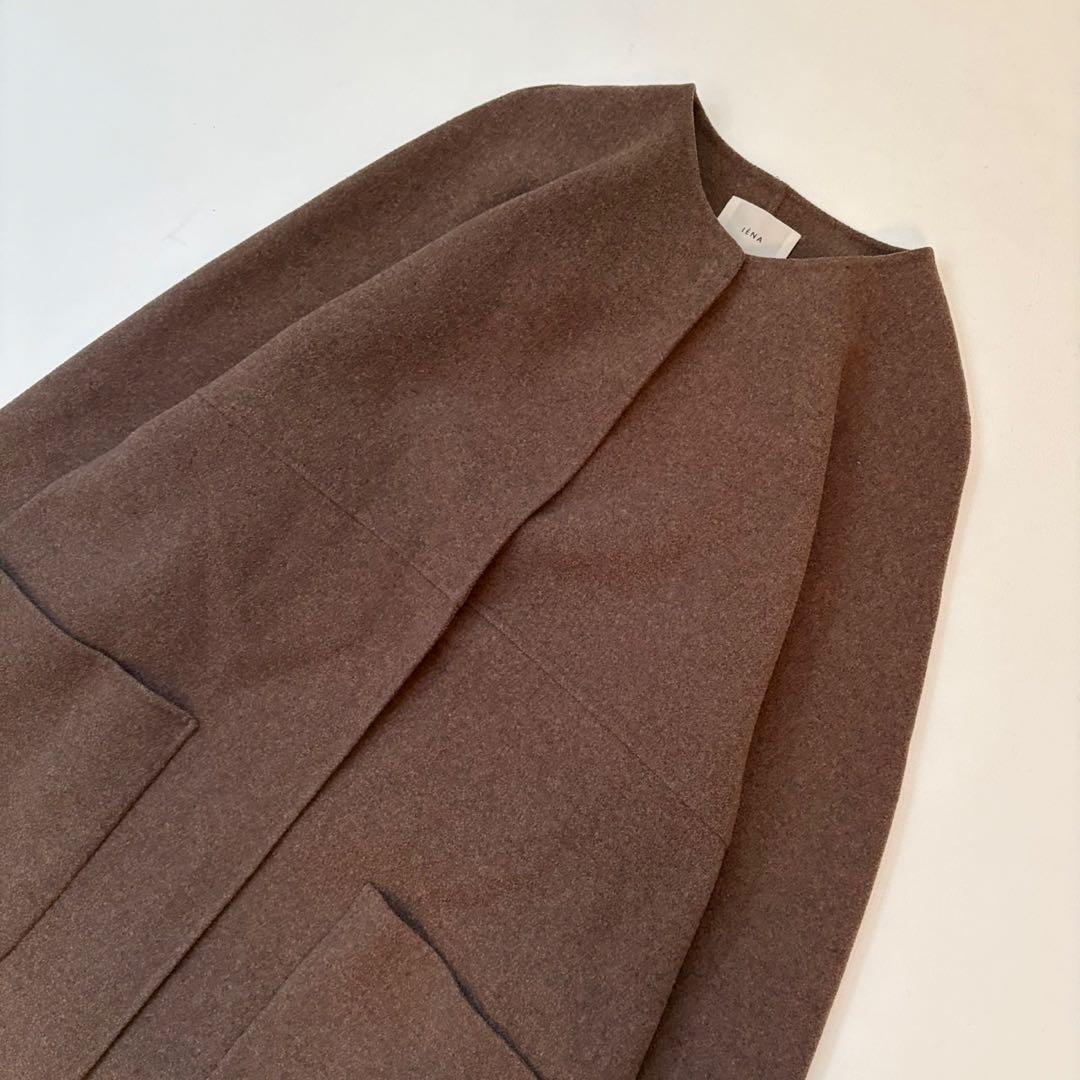 【2022AW】 IENAイエナ ノンミュールジングウールリバーコート ブラウン
