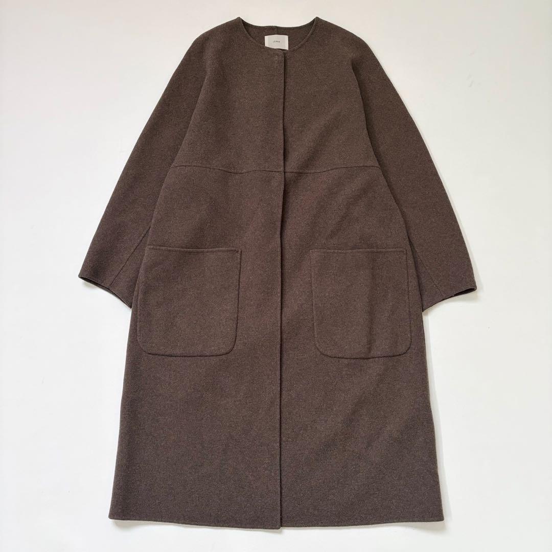 【2022AW】 IENAイエナ ノンミュールジングウールリバーコート ブラウン
