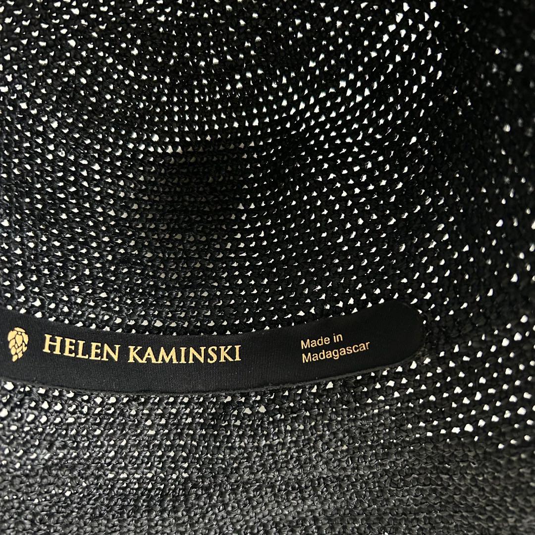 ヘレンカミンスキー 麦わら帽子 ブラック ラフィア つば約10cm