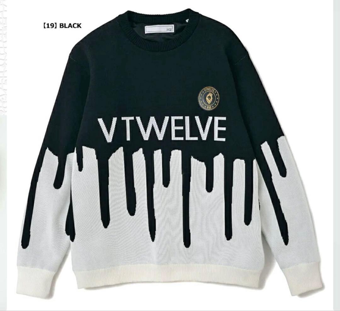 ¥28,600新品正規品【V12/XL裏地付きクルーネックニット長袖セーター秋冬