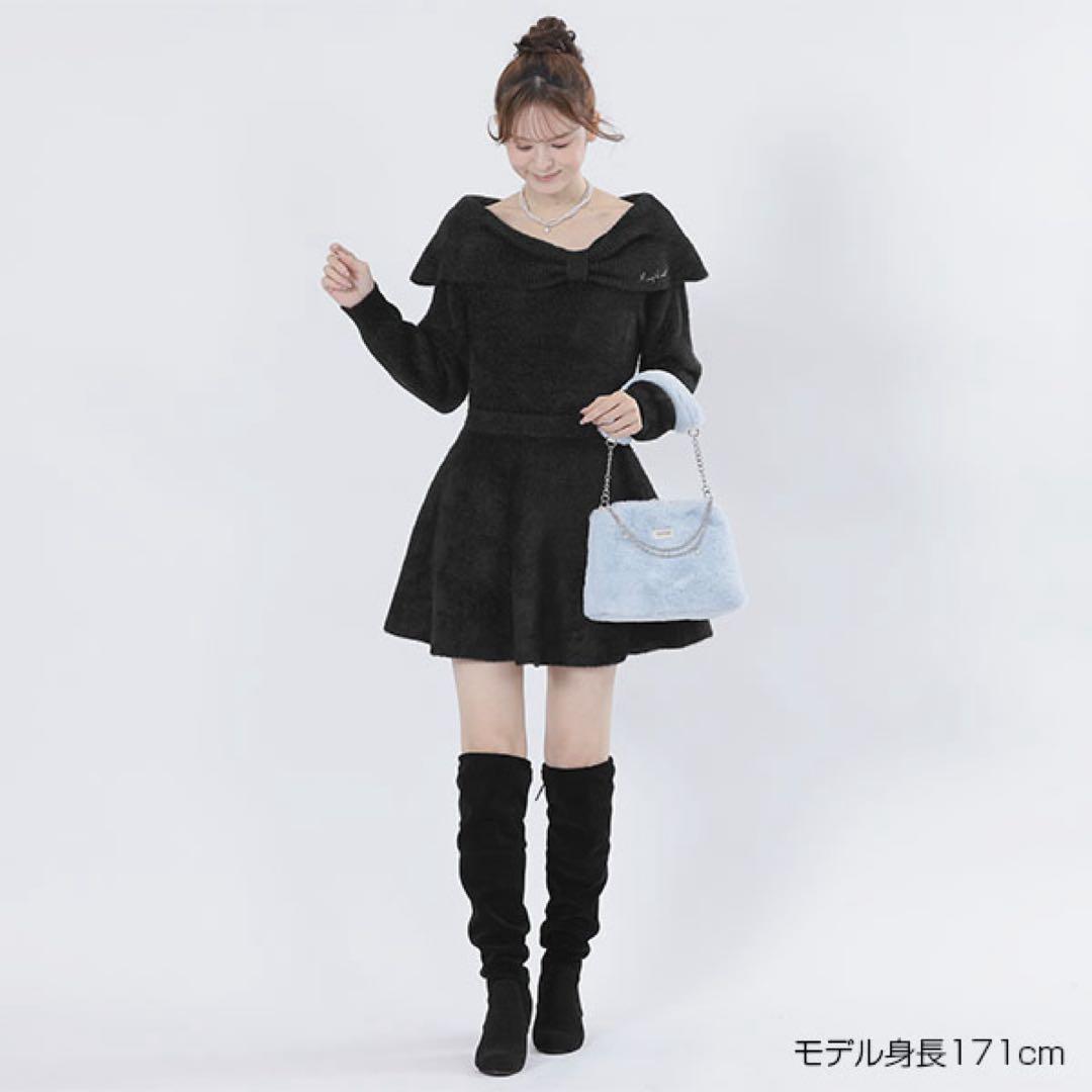 MARY QUANT オフショルリボンニット ワンピース（ブラック）新品