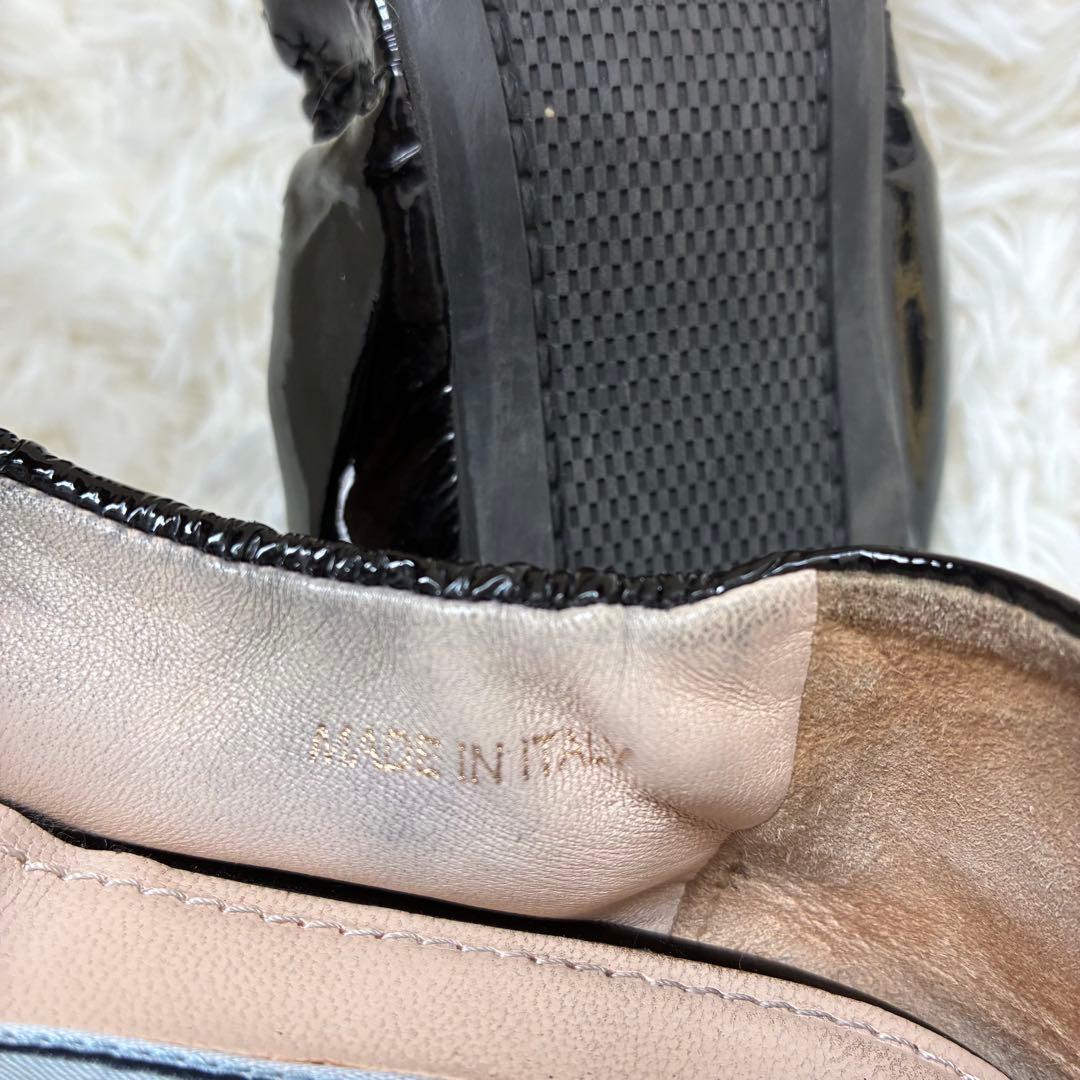 PRADAプラダ　エナメル　リボン　ロゴ　パンプス.