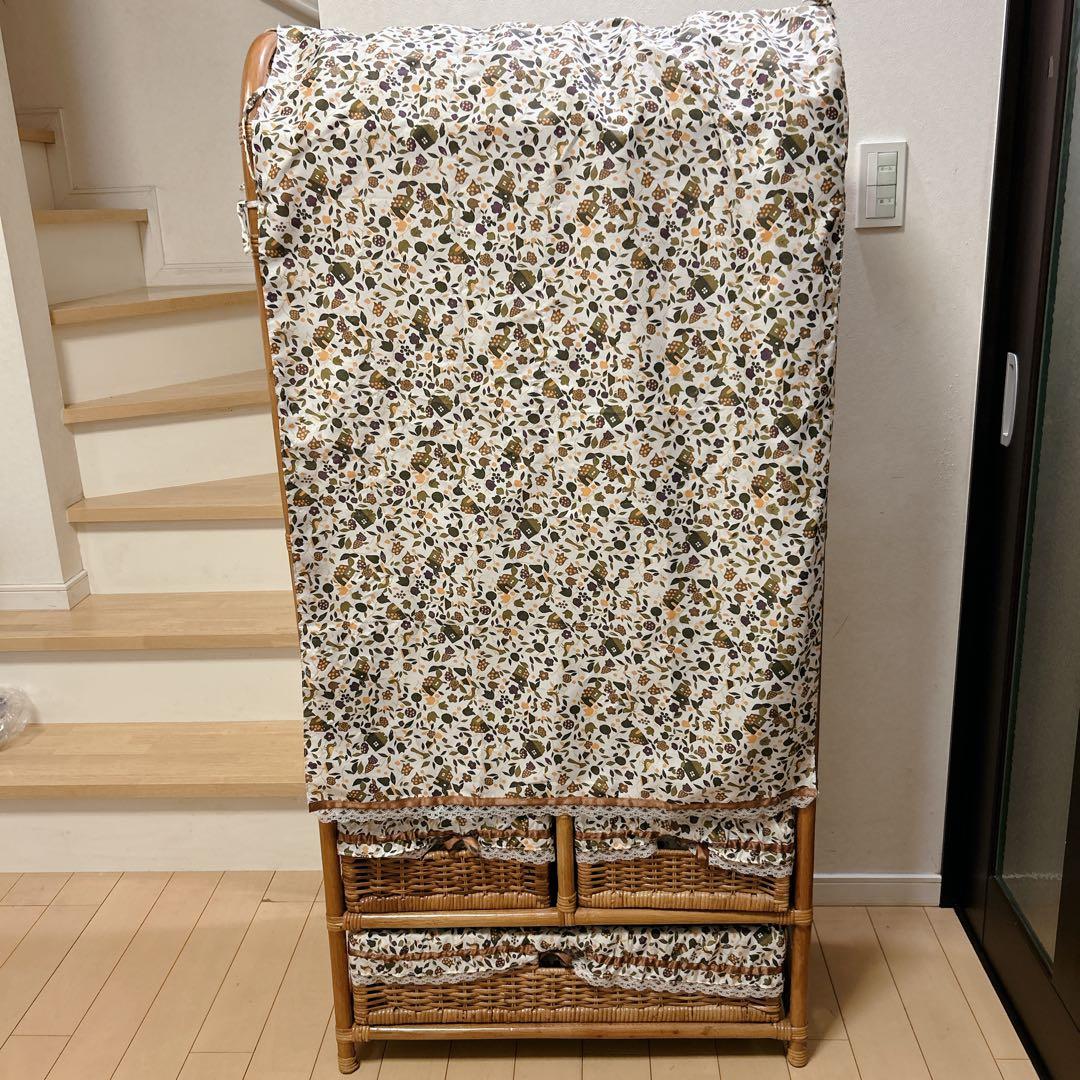 ラタン 籐家具 レトロ ハンガーラック 収納バスケット 鹿田産業