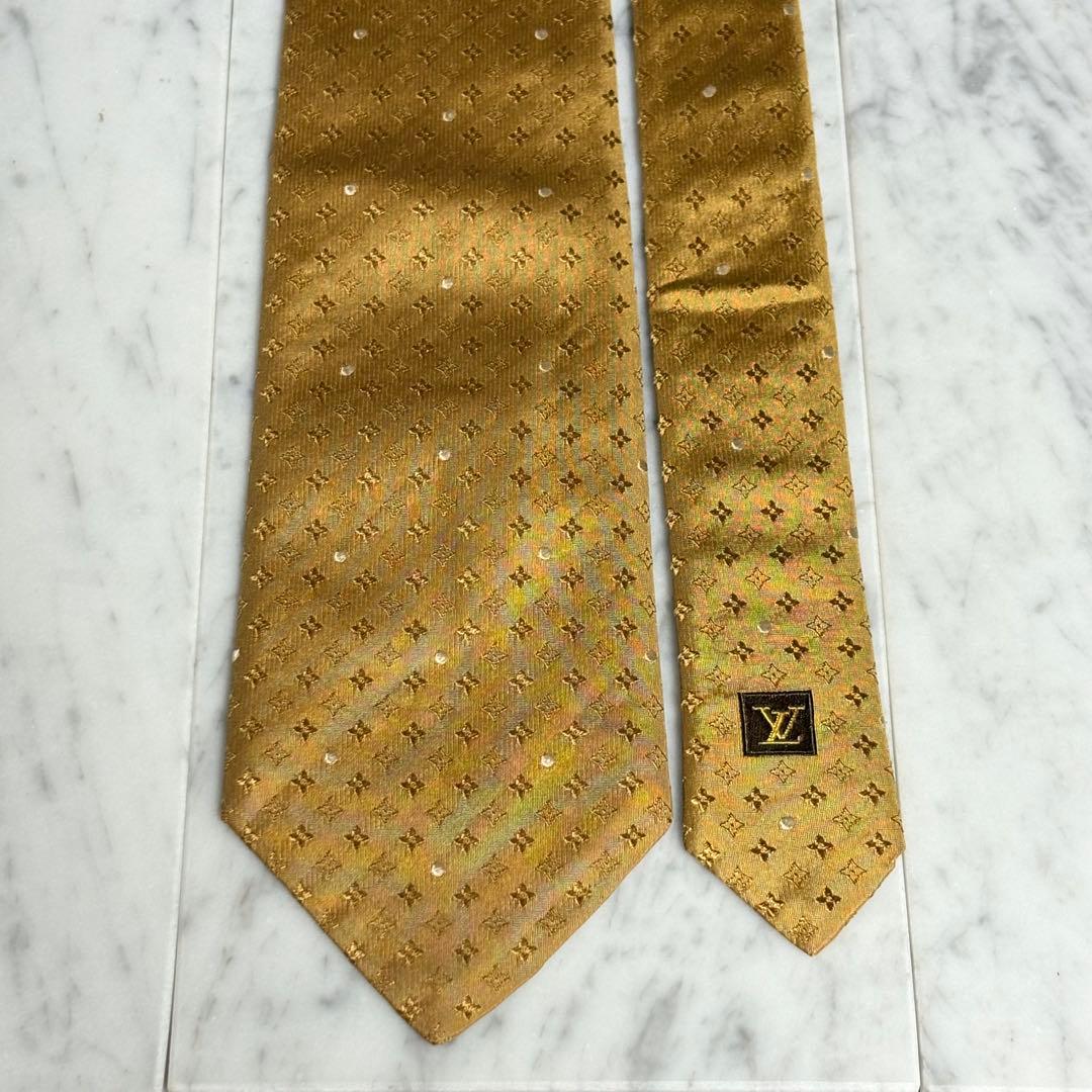 LOUIS VUITTON ネクタイ ゴールド系 モノグラム柄