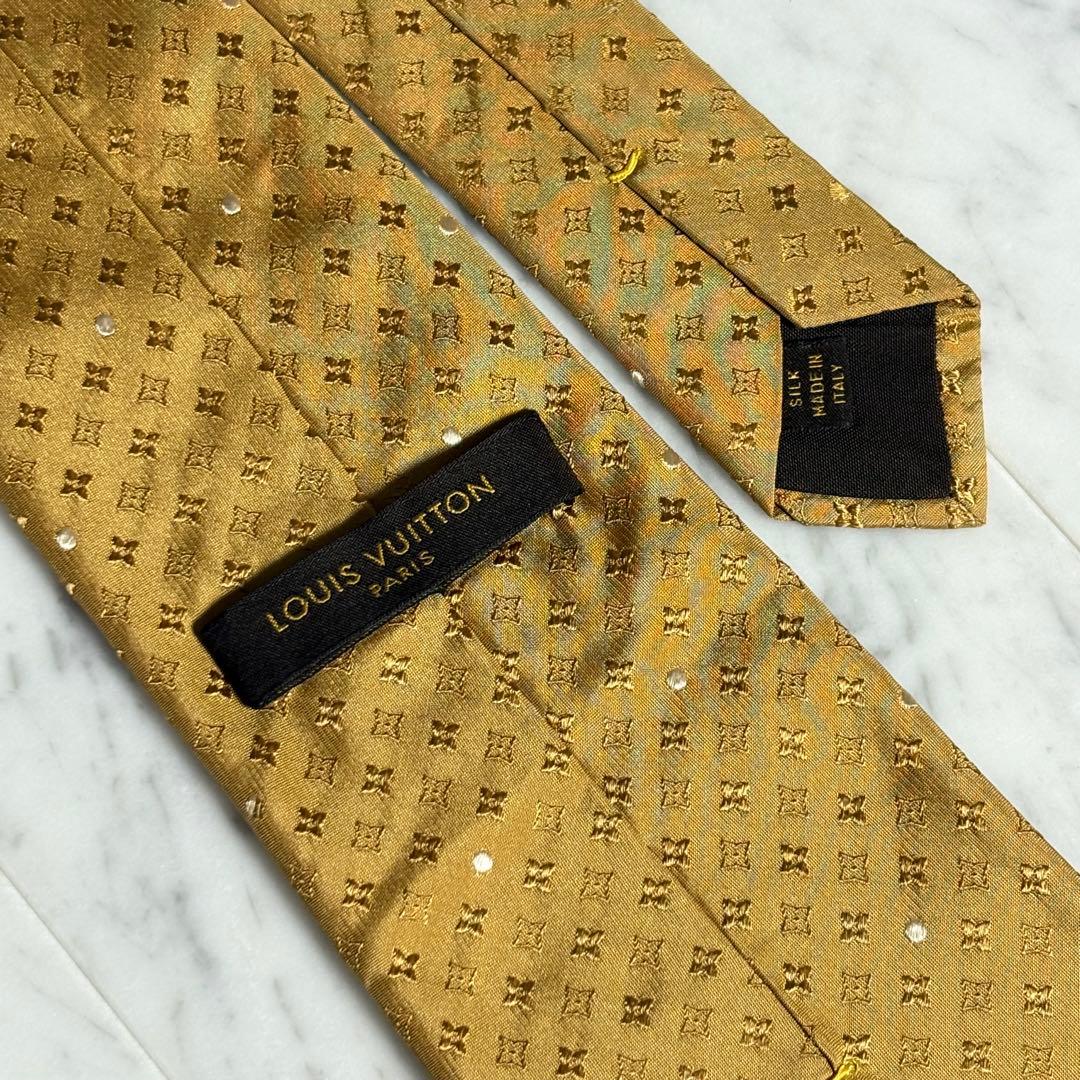 LOUIS VUITTON ネクタイ ゴールド系 モノグラム柄
