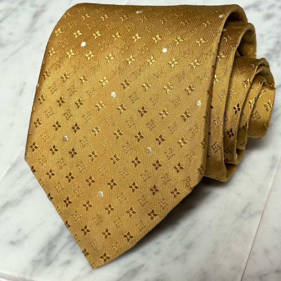 LOUIS VUITTON ネクタイ ゴールド系 モノグラム柄