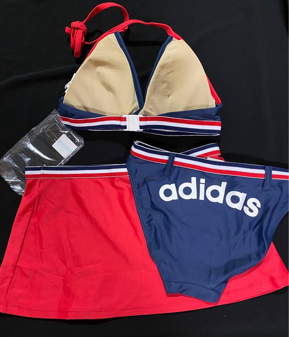 新品　未使用　タグ付き　adidas アディダス　ビキニ　水着　ネイビー×レッド