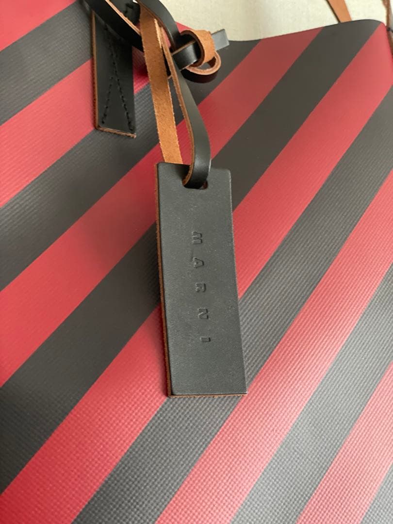 MARNI PVCトートバッグ　ストライプ　大容量