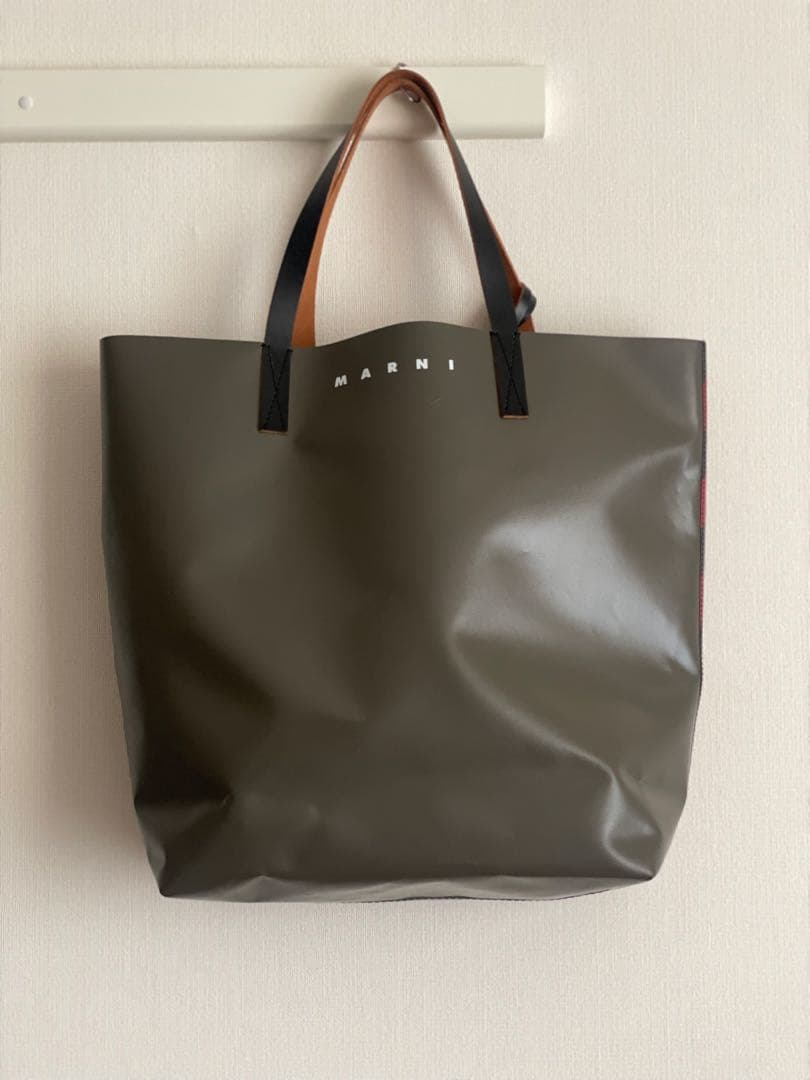 MARNI PVCトートバッグ　ストライプ　大容量
