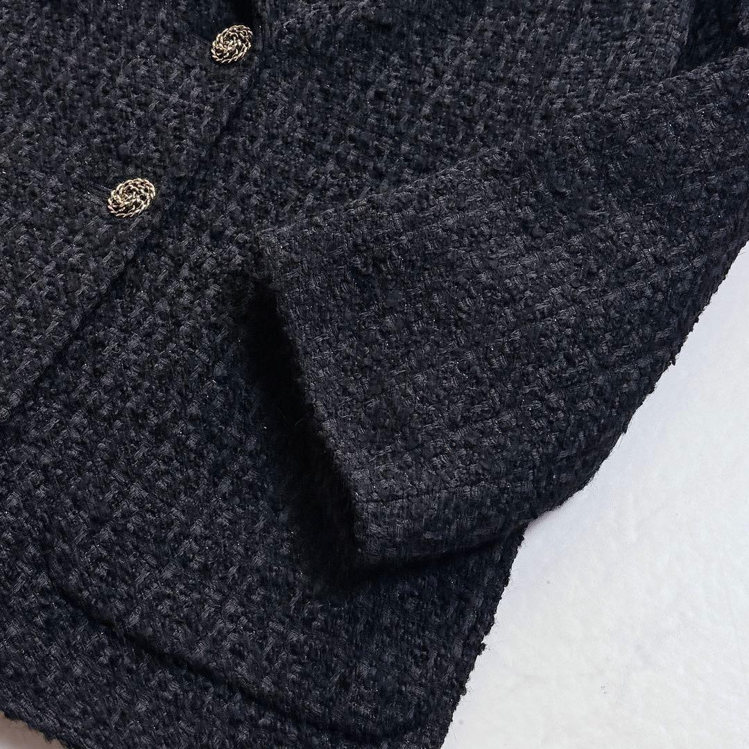 【ANAYI】定価11万　24AW　ラメツイードテーラーダブルコート　ハーフ丈