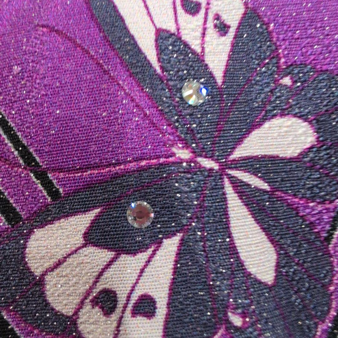 【美品】紫と黒の蝶模様の振袖＆帯のセット
