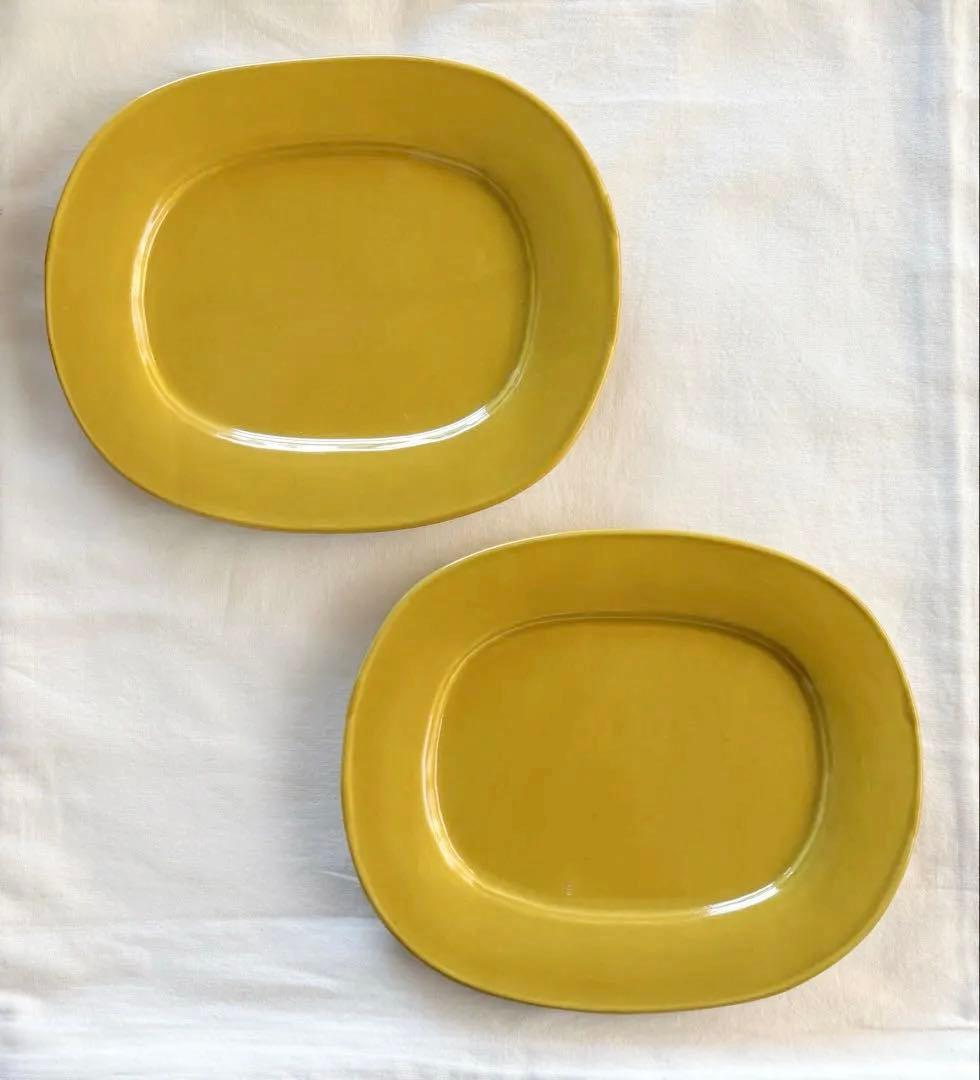 伊藤聡信 イエロー 黄色 オーバルプレート 2枚セット