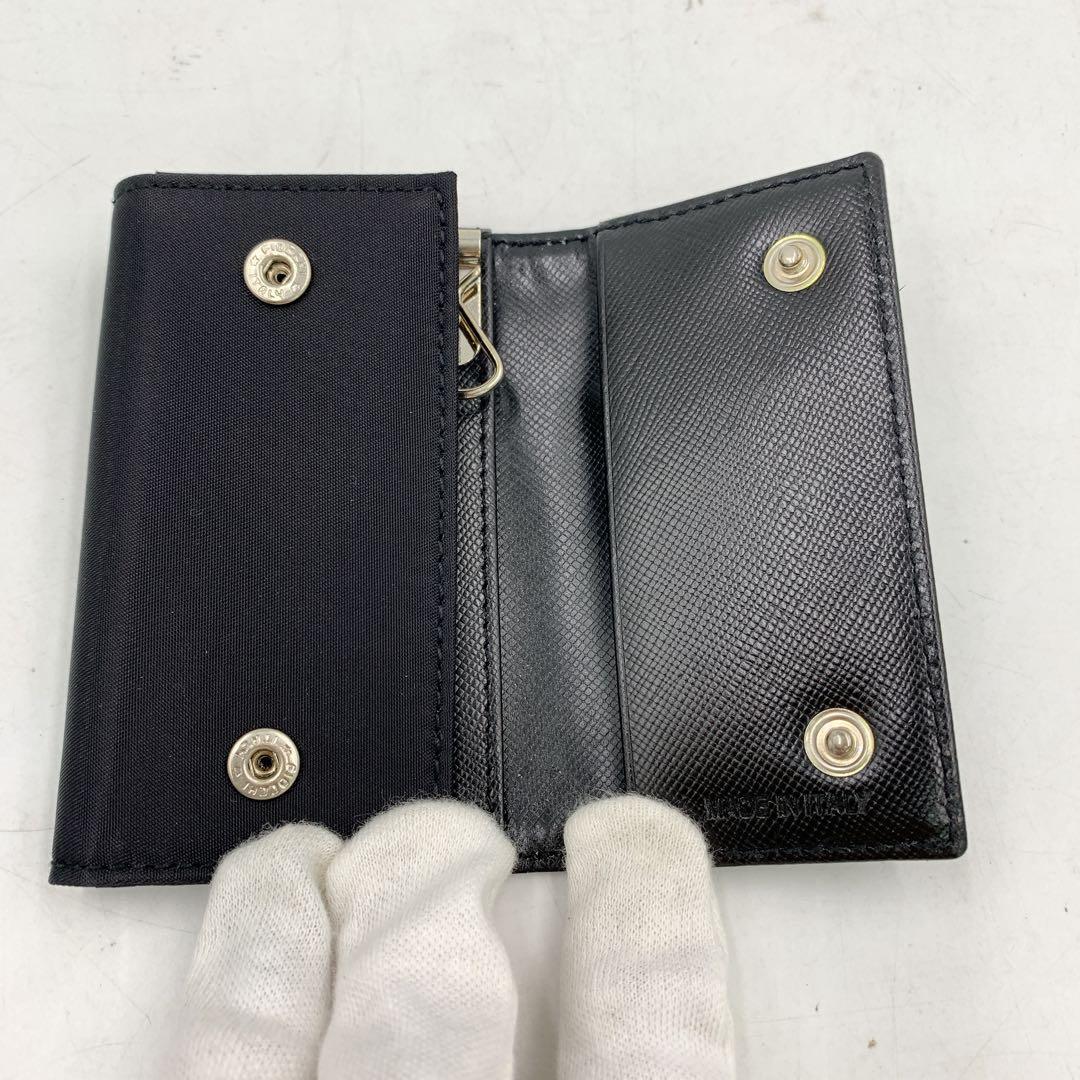 10AAM029 美品 PRADA プラダ ナイロン キーケース ブラック 6連