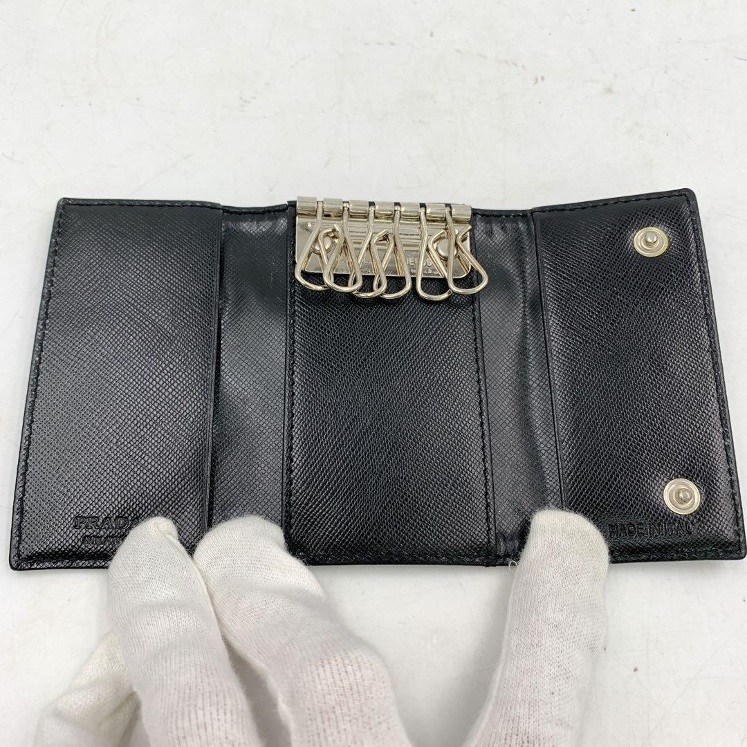 10AAM029 美品 PRADA プラダ ナイロン キーケース ブラック 6連