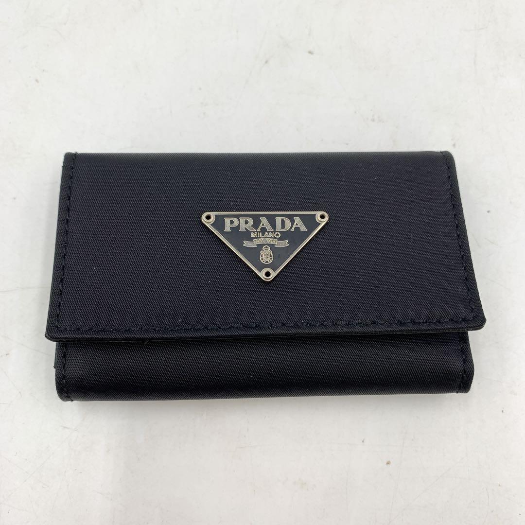 10AAM029 美品 PRADA プラダ ナイロン キーケース ブラック 6連