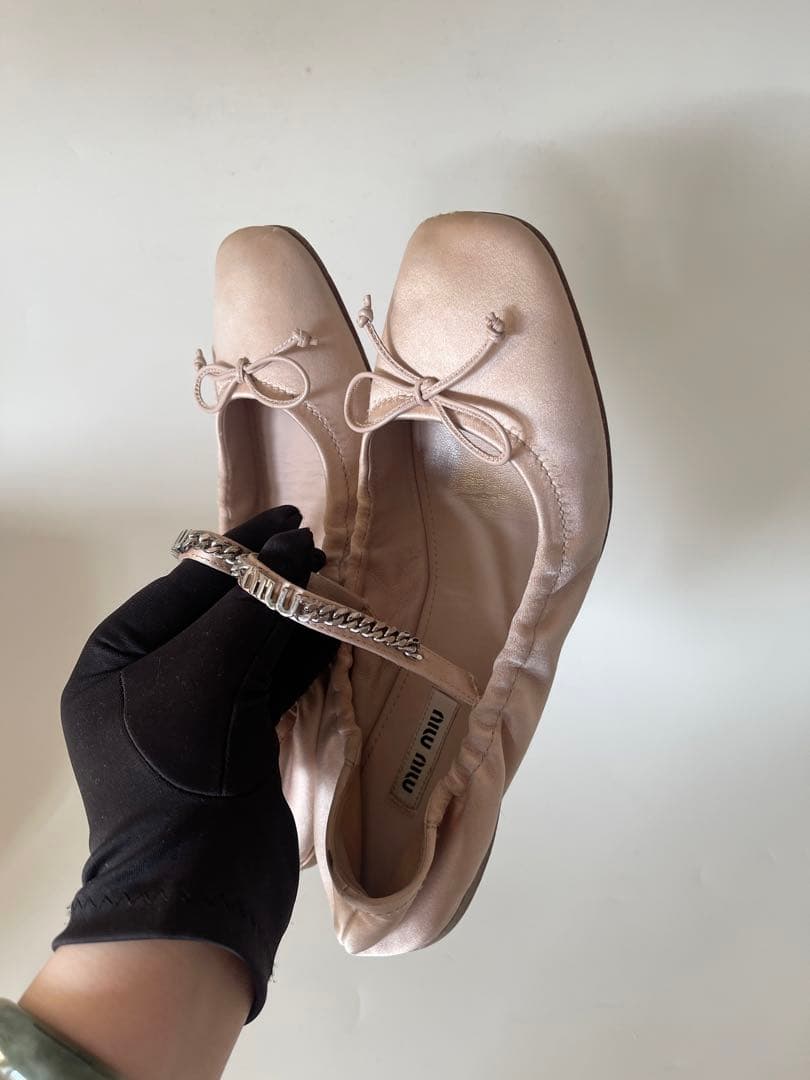 正規品ミュウミュウmiu miu フラットシューズバレエシューズ 37.5