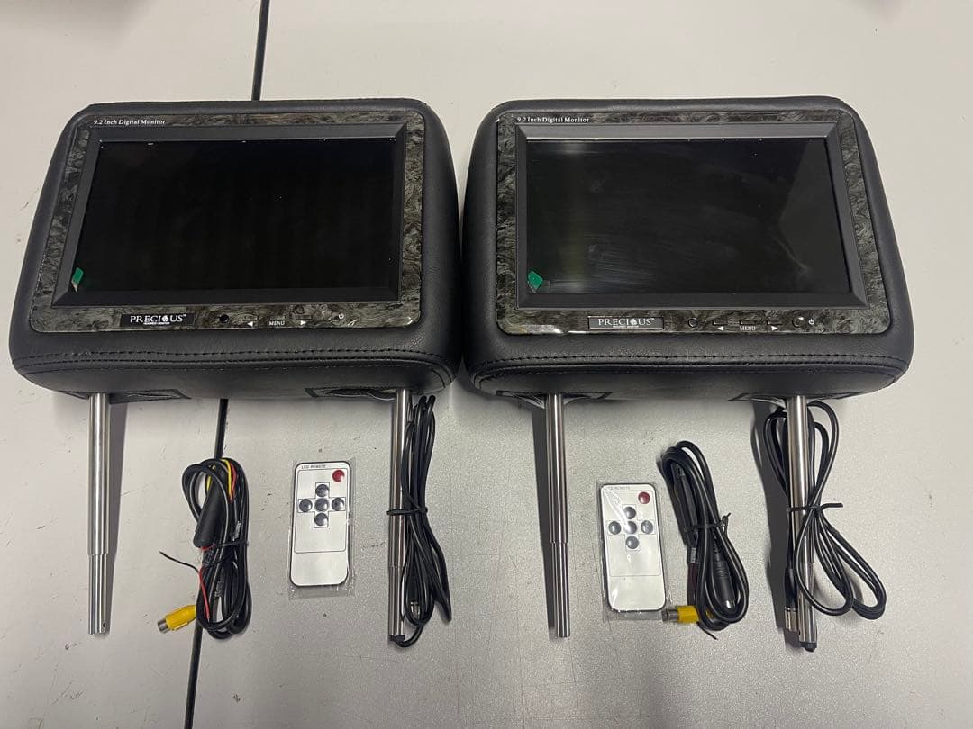 9.2インチインチ液晶搭載 ヘッドレスト モニター黒×黒ウッド