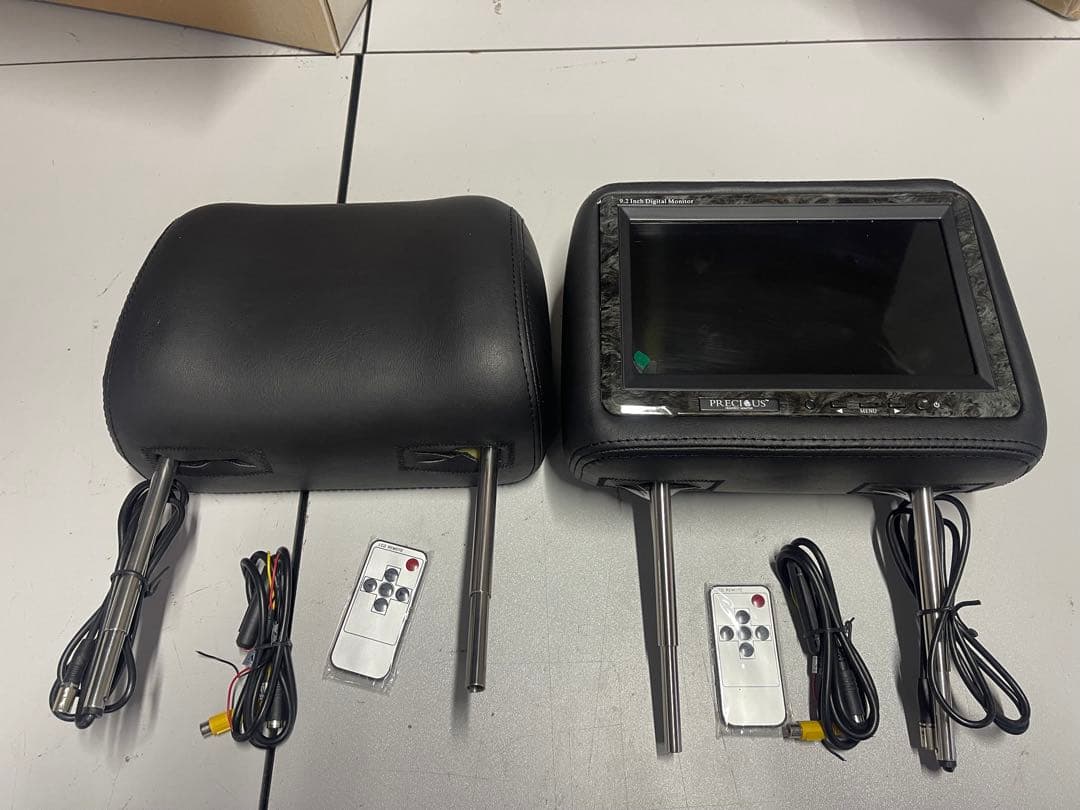 9.2インチインチ液晶搭載 ヘッドレスト モニター黒×黒ウッド