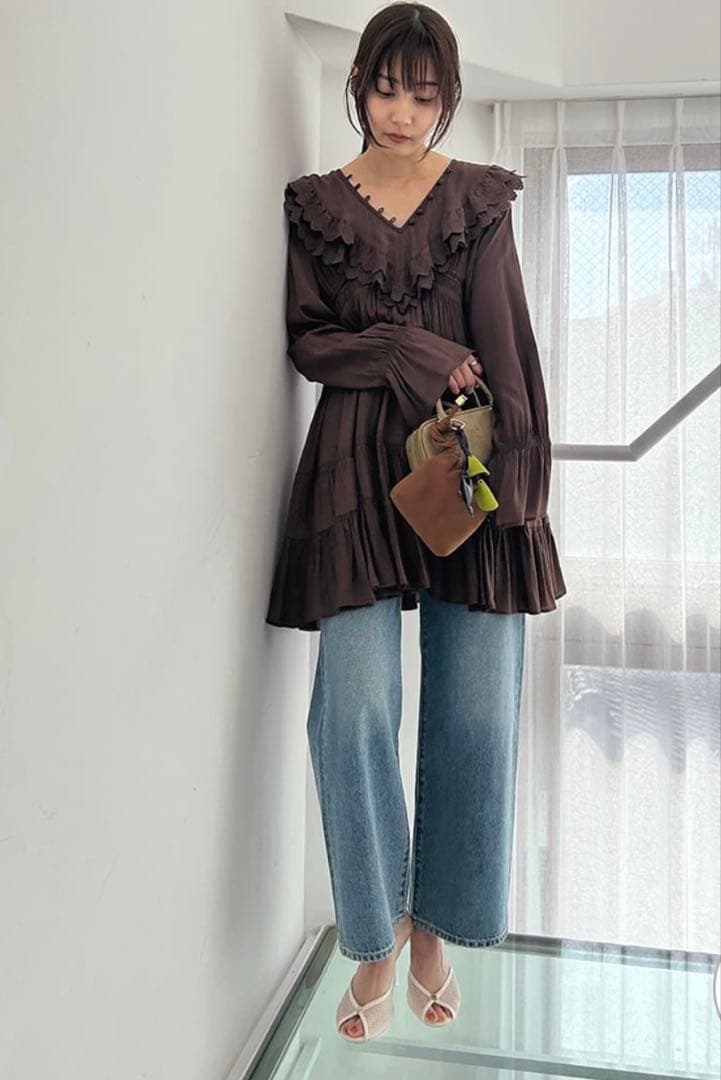 SNIDEL スナイデル コットンライクラッフルカラーチュニック