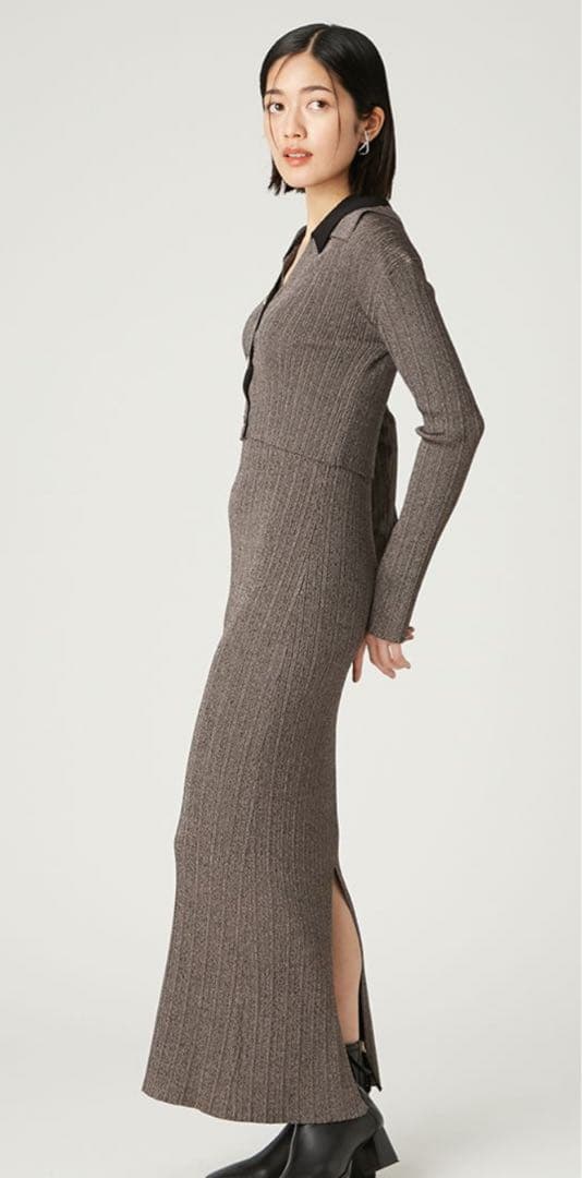 FRAY I.D ポロカラーアンサンブルリブニットワンピース