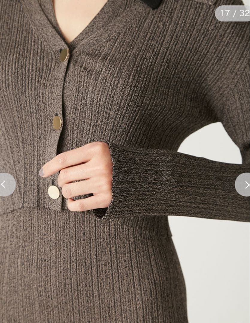 FRAY I.D ポロカラーアンサンブルリブニットワンピース