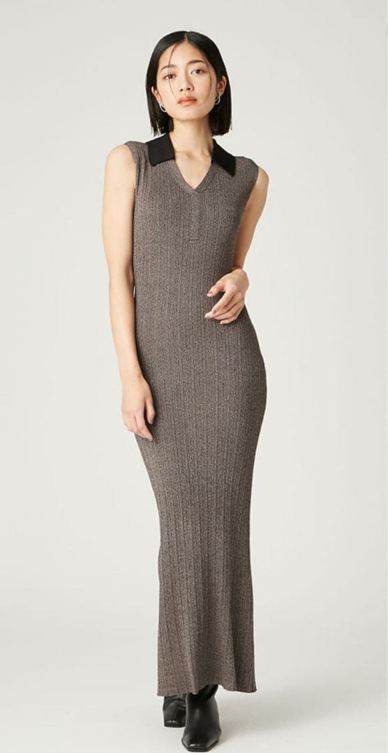 FRAY I.D ポロカラーアンサンブルリブニットワンピース