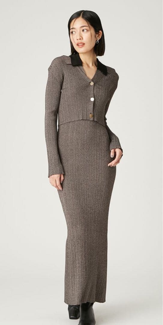 FRAY I.D ポロカラーアンサンブルリブニットワンピース