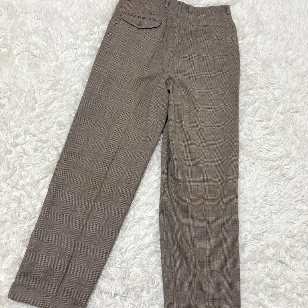 【美品】Lサイズ ポールスミス フランネル グレンチェック スーツ グレージュ