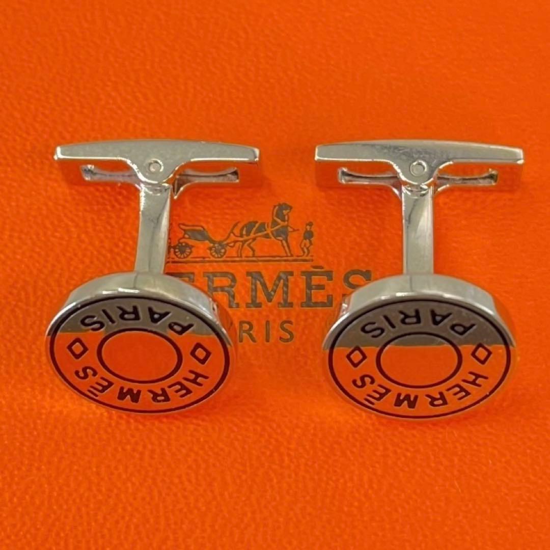 美品 HERMES エルメス リコル2 カフス カフリンクス ビジネス ロゴ
