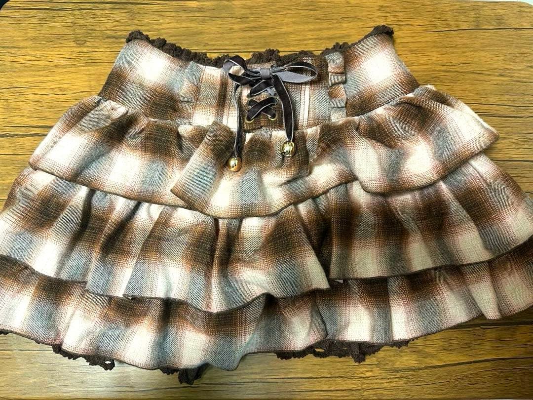 LIZLISA ブラウンチェックフリルキュロット