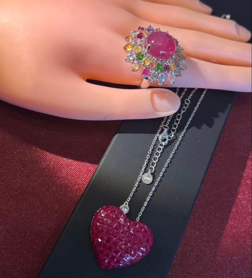 l*i様 ミステリーセッティングシンセテックルビーネックレス