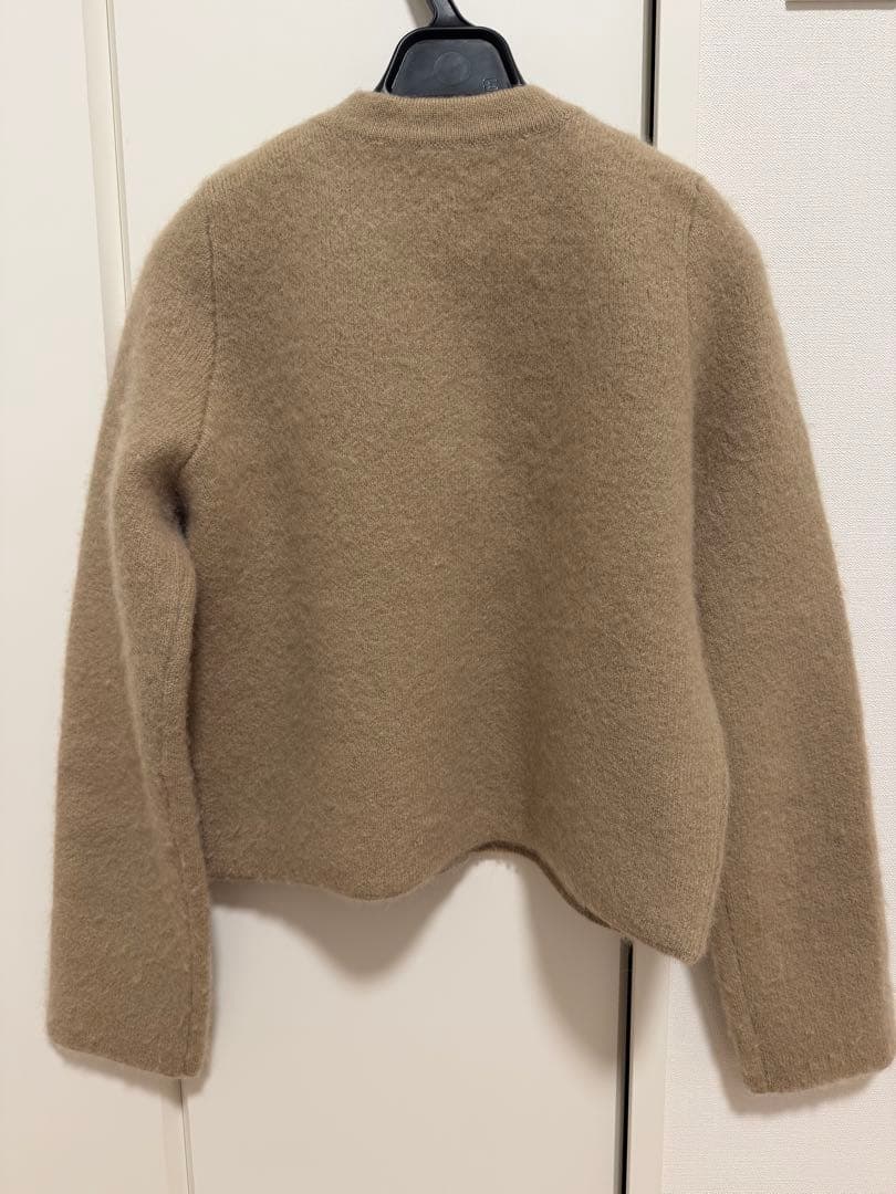 anuans アニュアンス　カシミヤブレンドノーカラーニットジャケット ベージュ