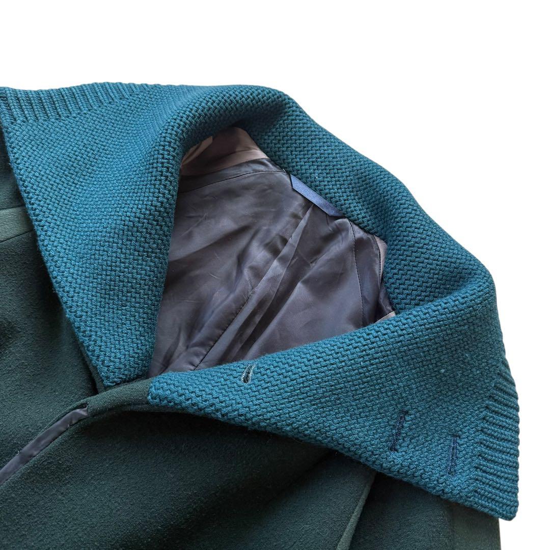 ポールスミス スタンドカラー ストレッチウールコート ニット グリーン メンズM